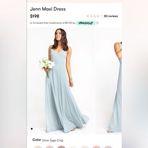 MuMu Bridesmaid Dress Jenn Maxi Silver Sage M